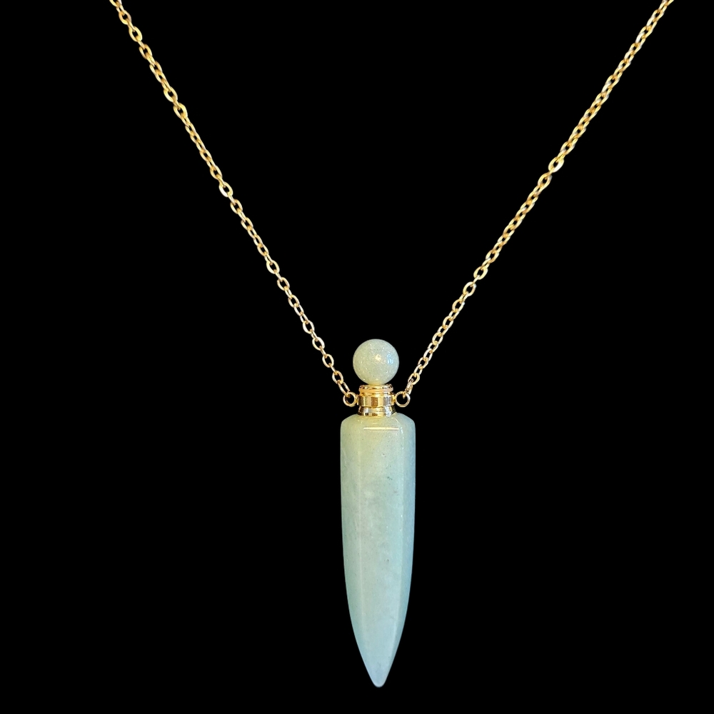 New Gold and Green Aventurine Bottle Pendant Necklace